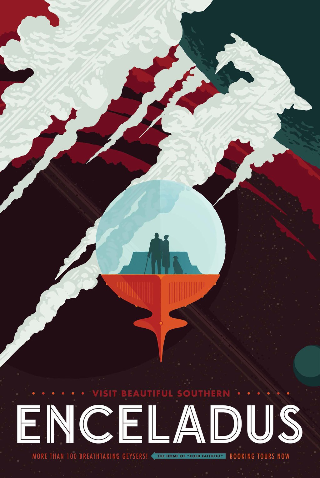 Enceladus - JPL Travel Poster - Visions of the Future Collection