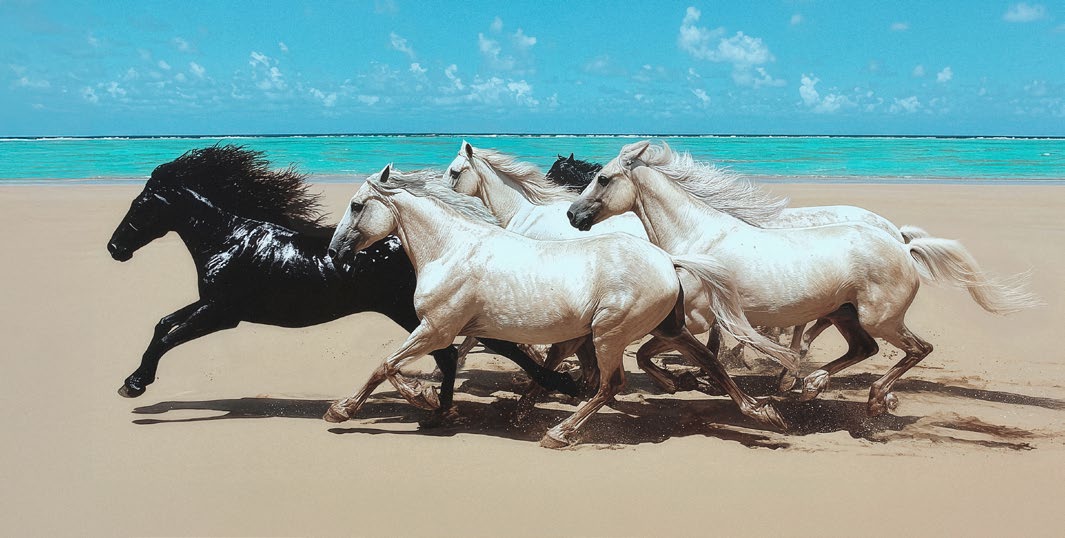 2AP7953 - PANGEA IMAGES - Wild Horses on a Beach (detail)