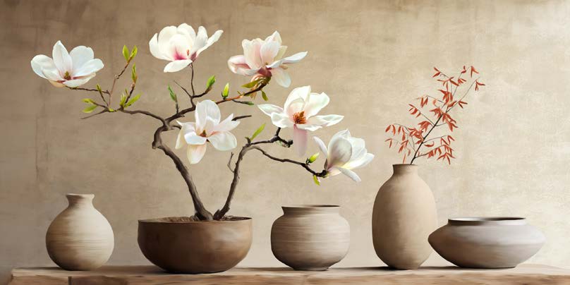 2DE7231 - Remy Dellal - Vases and Magnolia Branch