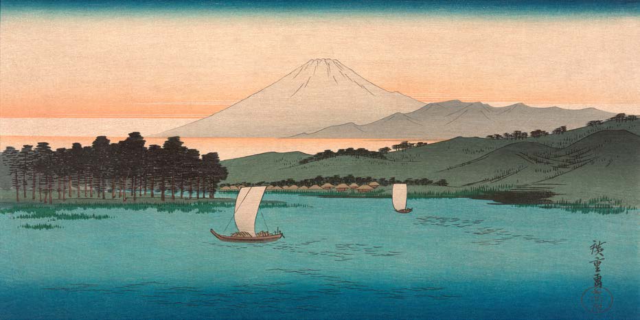 2HI7372 - Ando Hiroshige - Fukeiga, Sailboats on a river