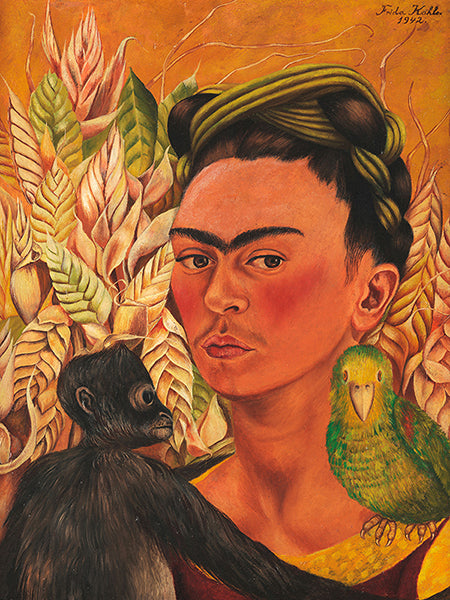 3KF7590 - FRIDA KAHLO - Self-Portrait with Monkey and Parrot, 1942