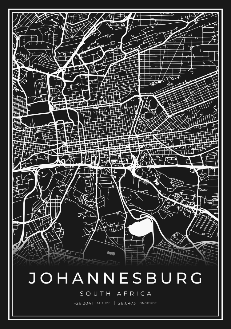 Johannesburg City Street Map - Design 00