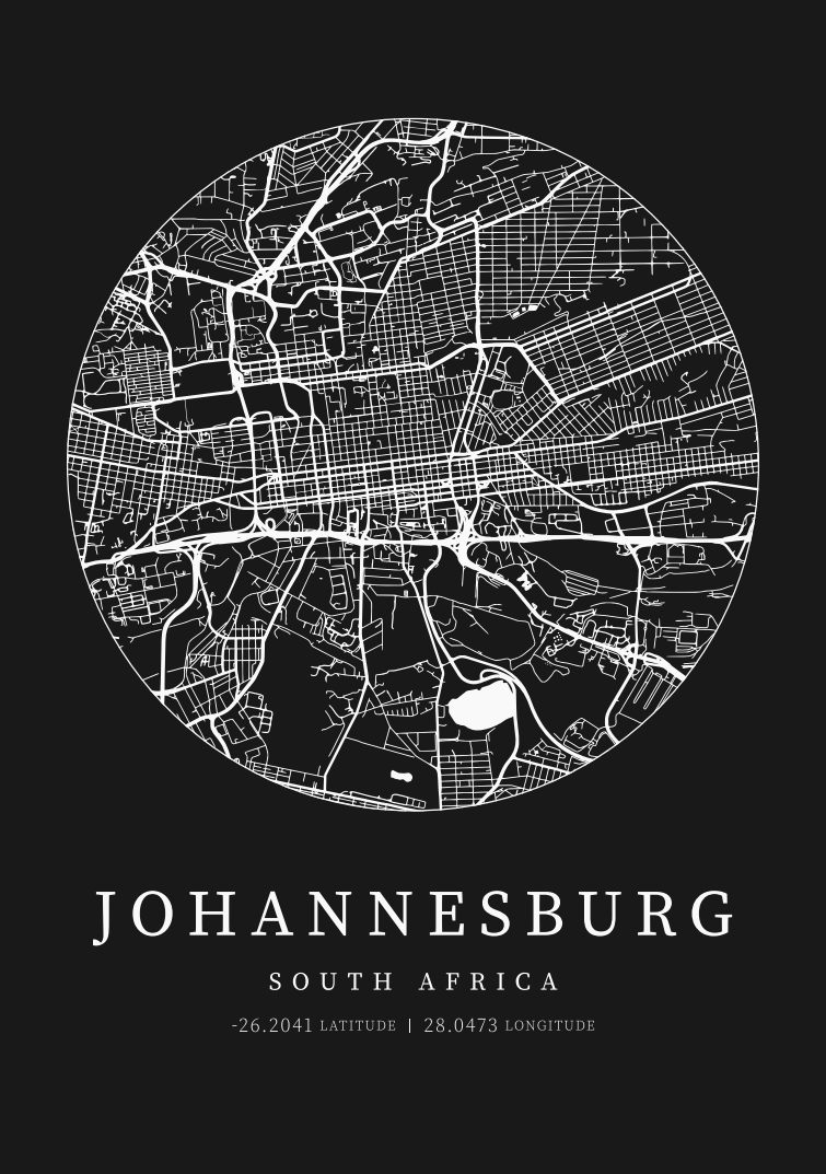Johannesburg City Street Map - Design 03