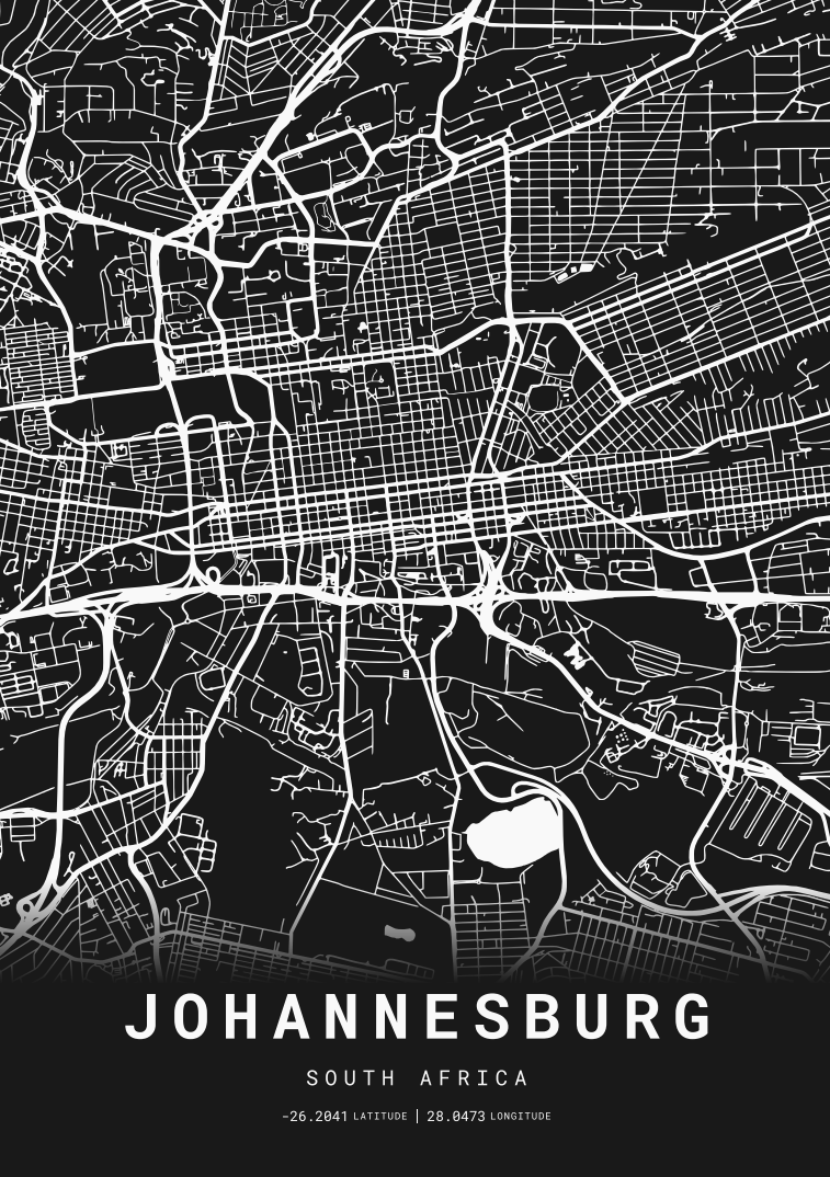 Johannesburg City Street Map - Design 04