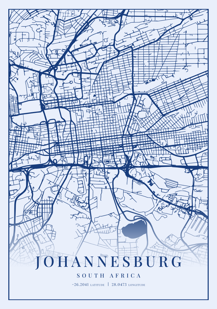 Johannesburg City Street Map - Design 01