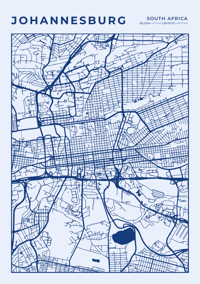 Johannesburg City Street Map - Design 02