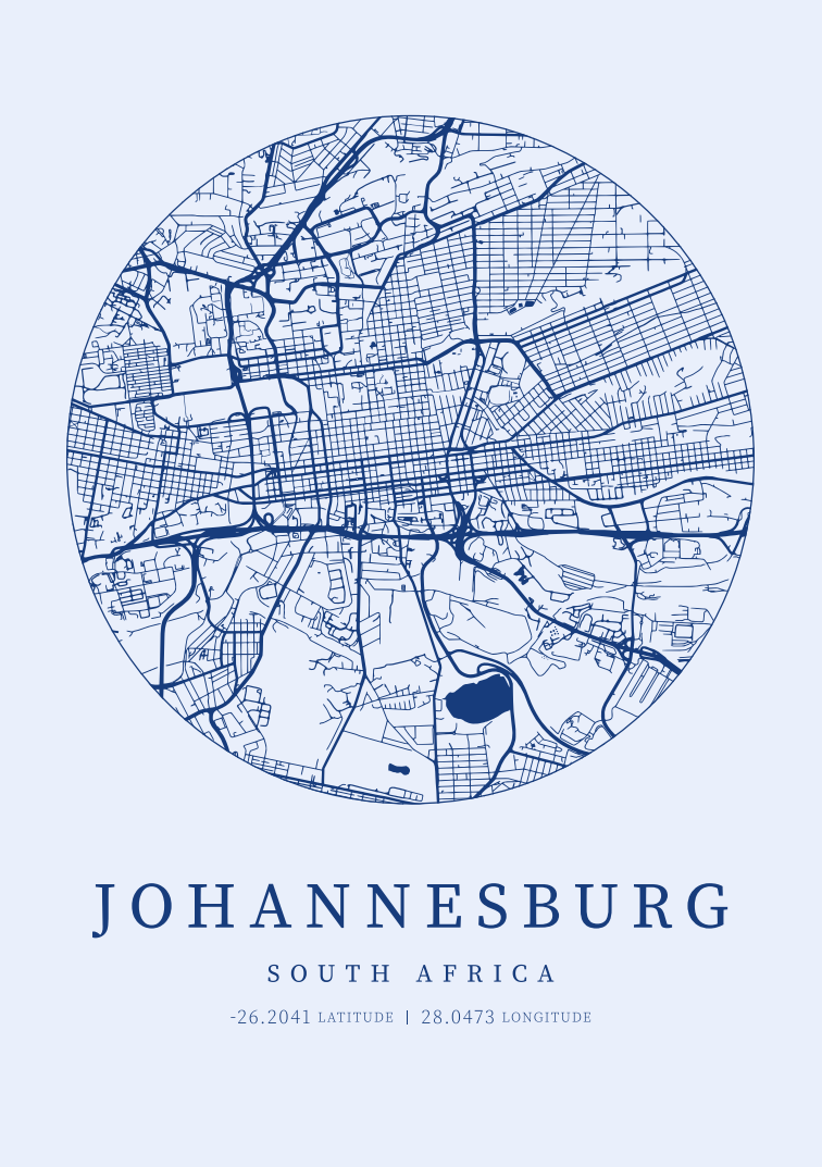 Johannesburg City Street Map - Design 03