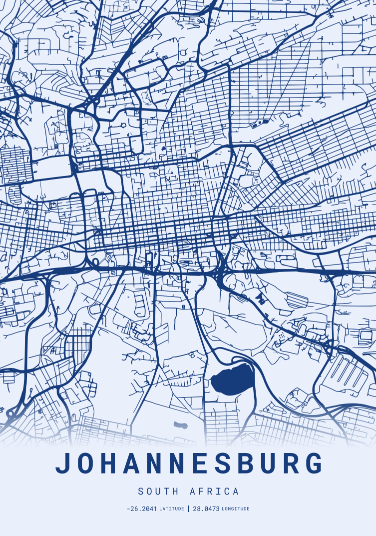Johannesburg City Street Map - Design 04