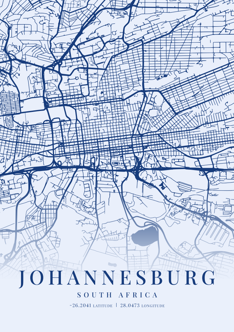 Johannesburg City Street Map - Design 05