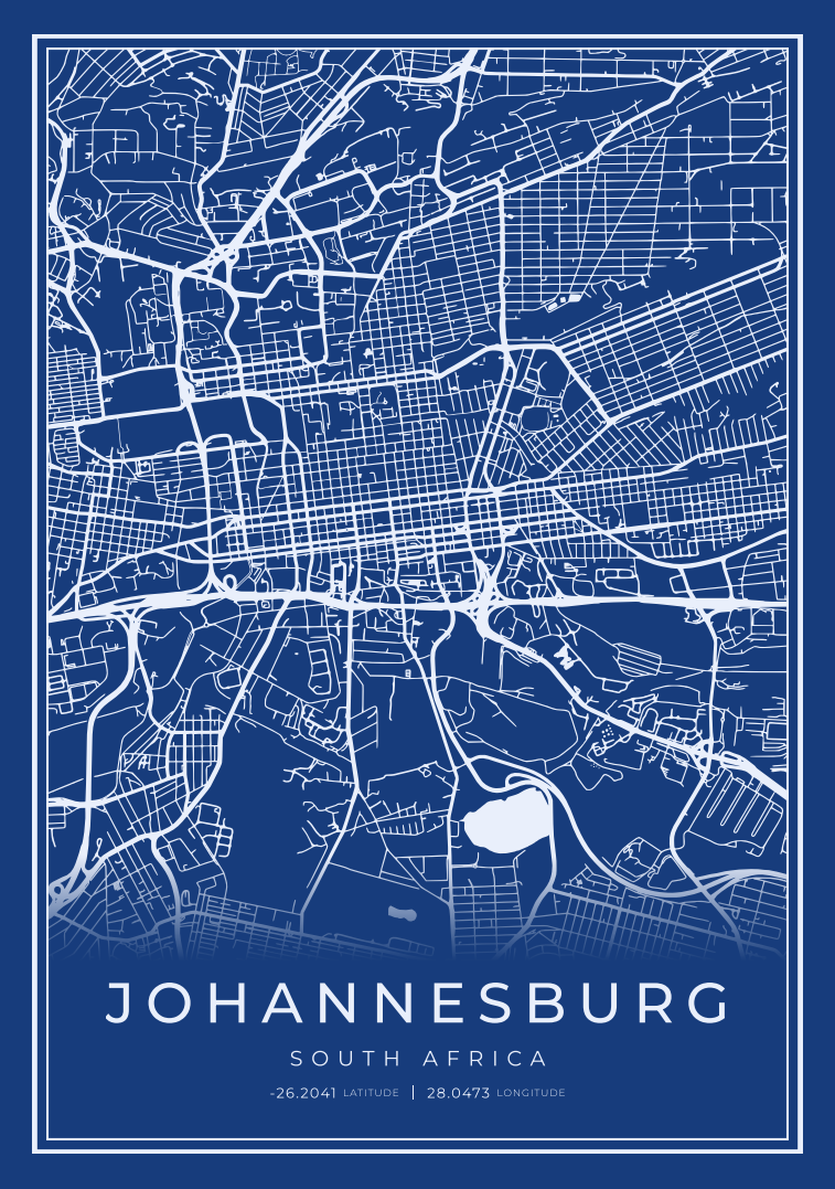 Johannesburg City Street Map - Design 00