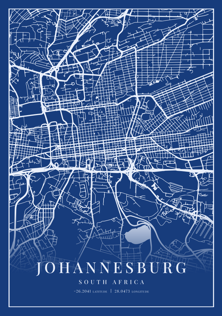 Johannesburg City Street Map - Design 01
