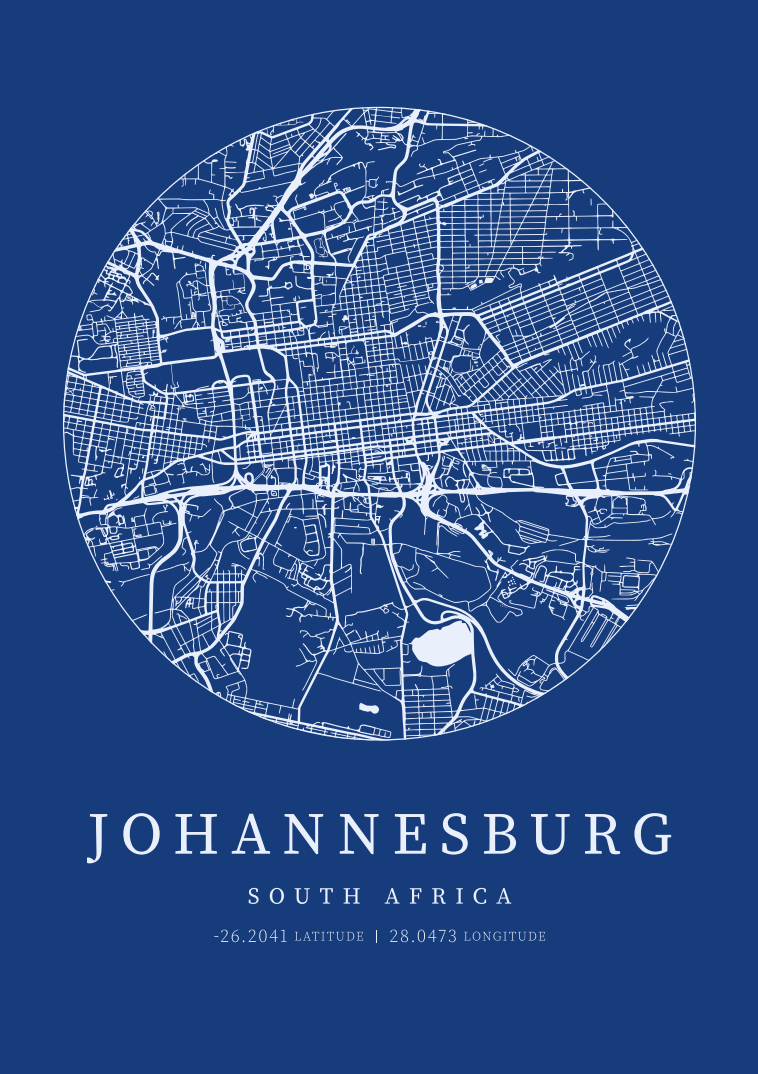 Johannesburg City Street Map - Design 03