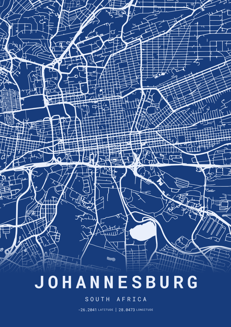 Johannesburg City Street Map - Design 04