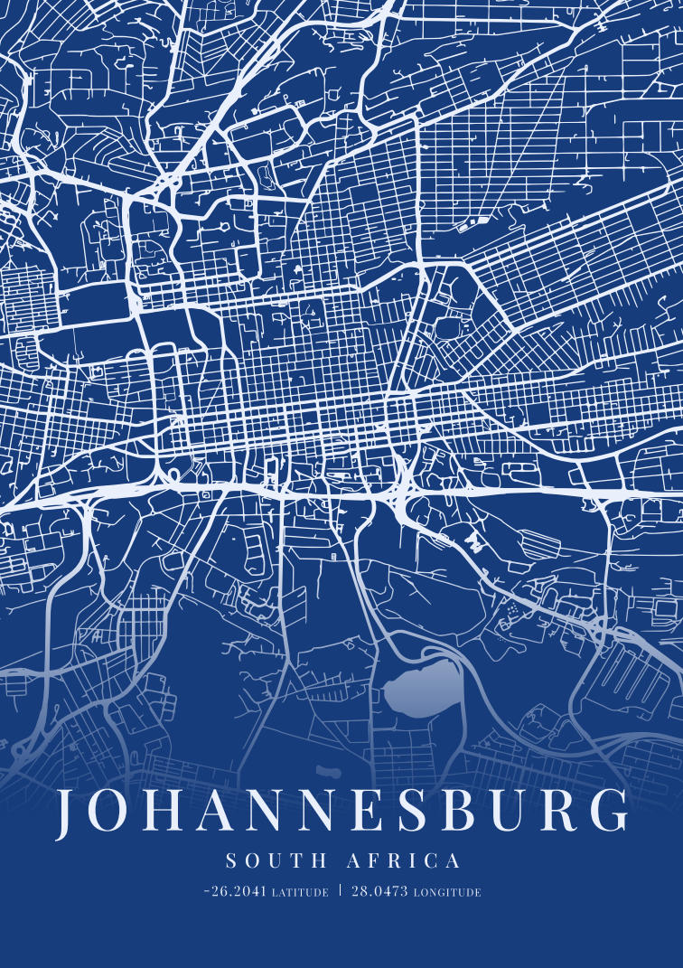 Johannesburg City Street Map - Design 05