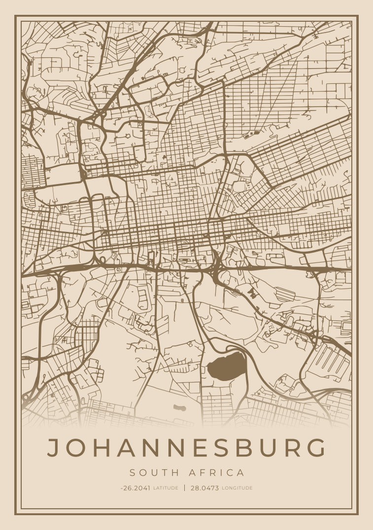 Johannesburg City Street Map - Design 00