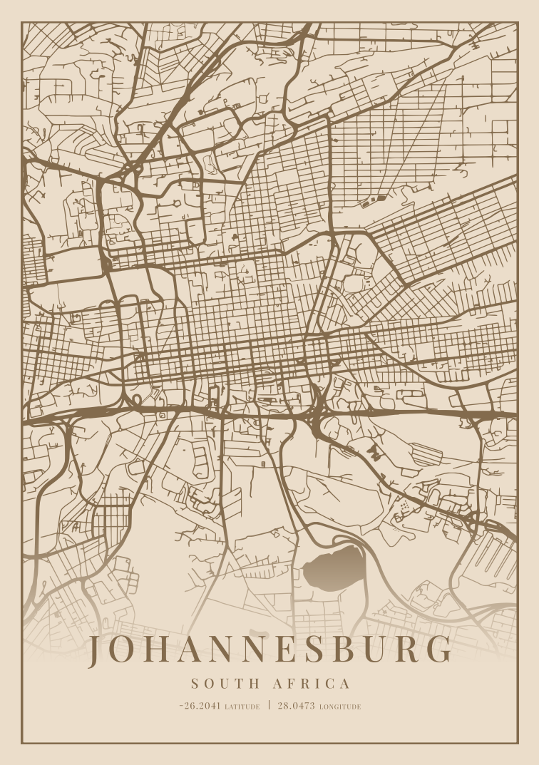 Johannesburg City Street Map - Design 01