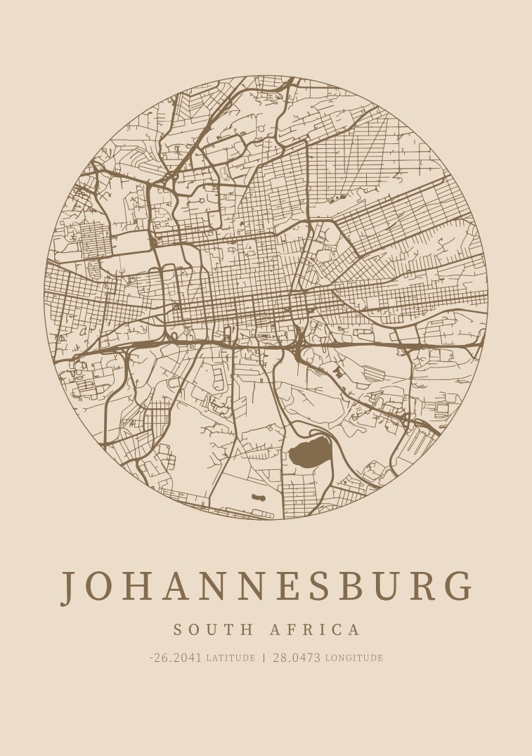 Johannesburg City Street Map - Design 03