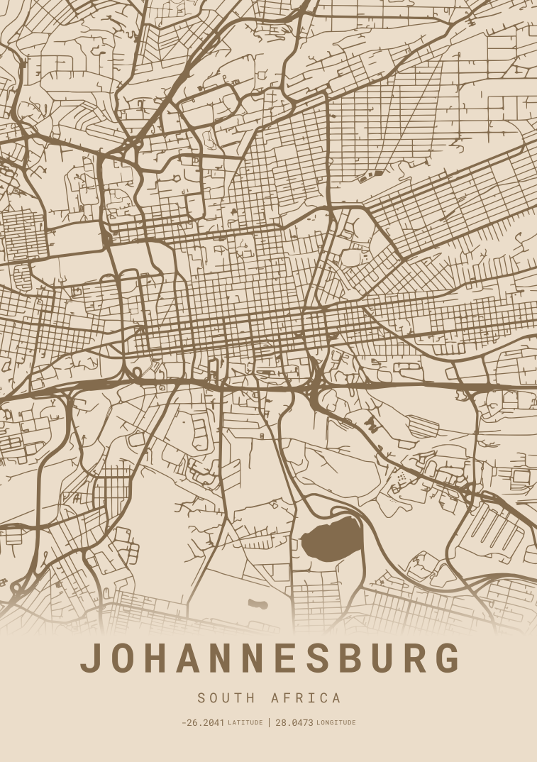 Johannesburg City Street Map - Design 04