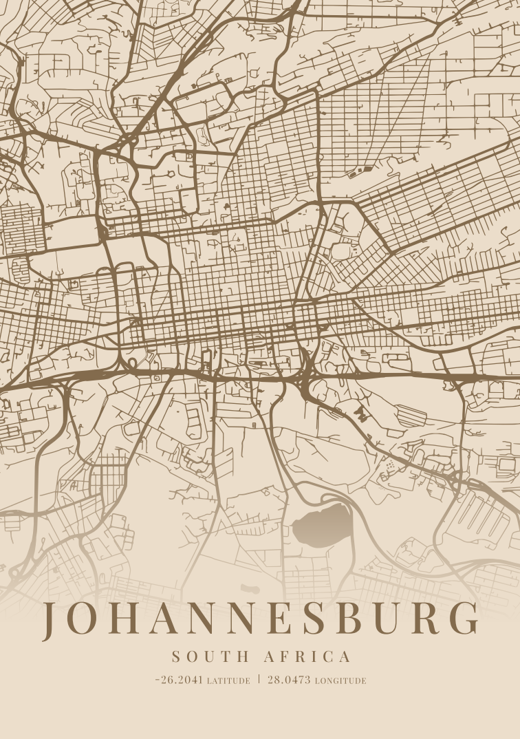 Johannesburg City Street Map - Design 05