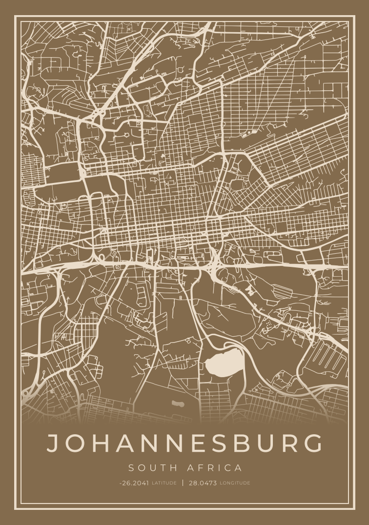 Johannesburg City Street Map - Design 00