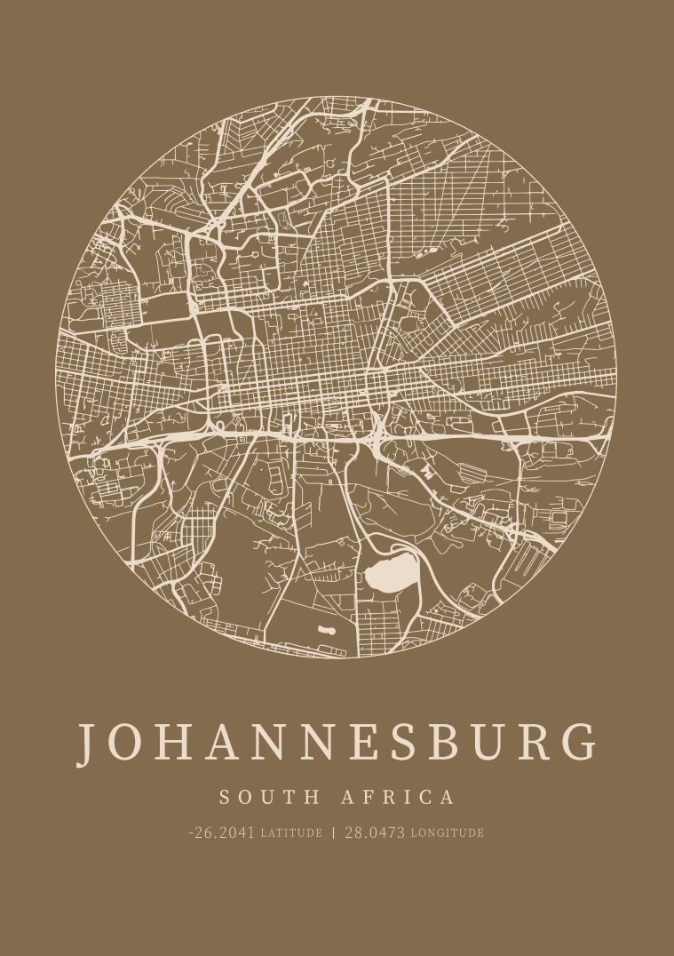 Johannesburg City Street Map - Design 03