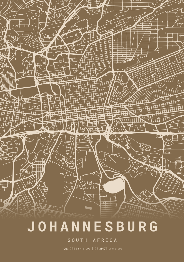 Johannesburg City Street Map - Design 04
