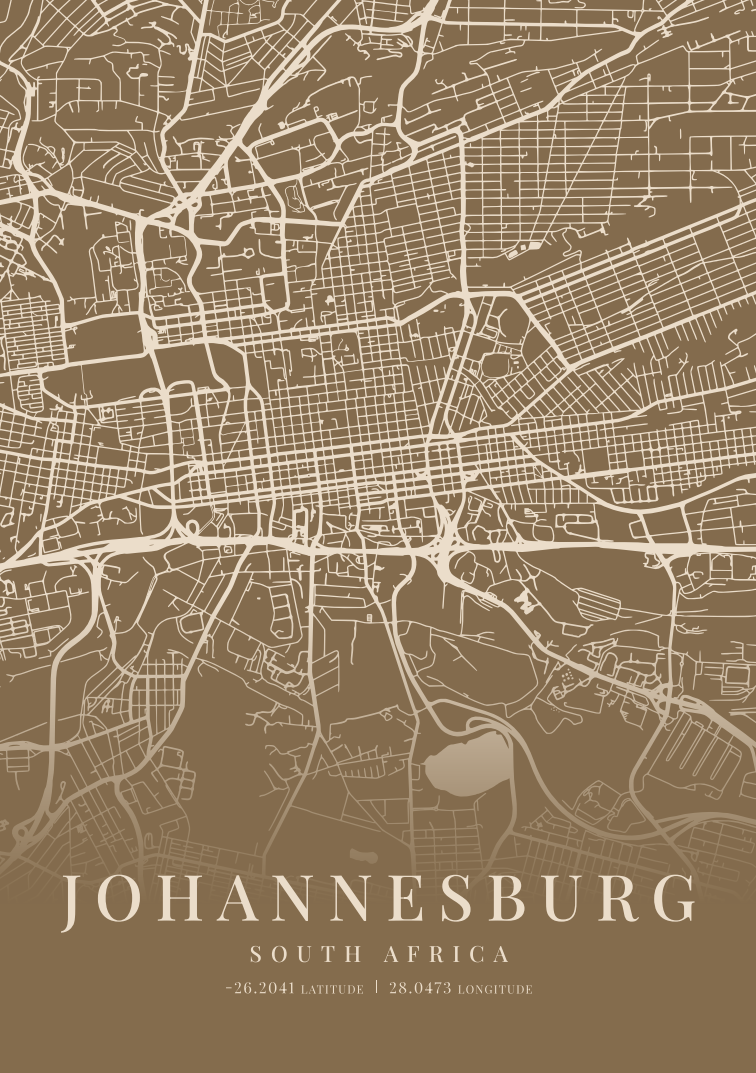 Johannesburg City Street Map - Design 05