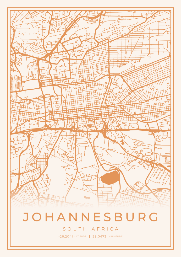 Johannesburg City Street Map - Design 00