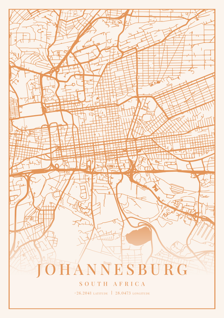 Johannesburg City Street Map - Design 01