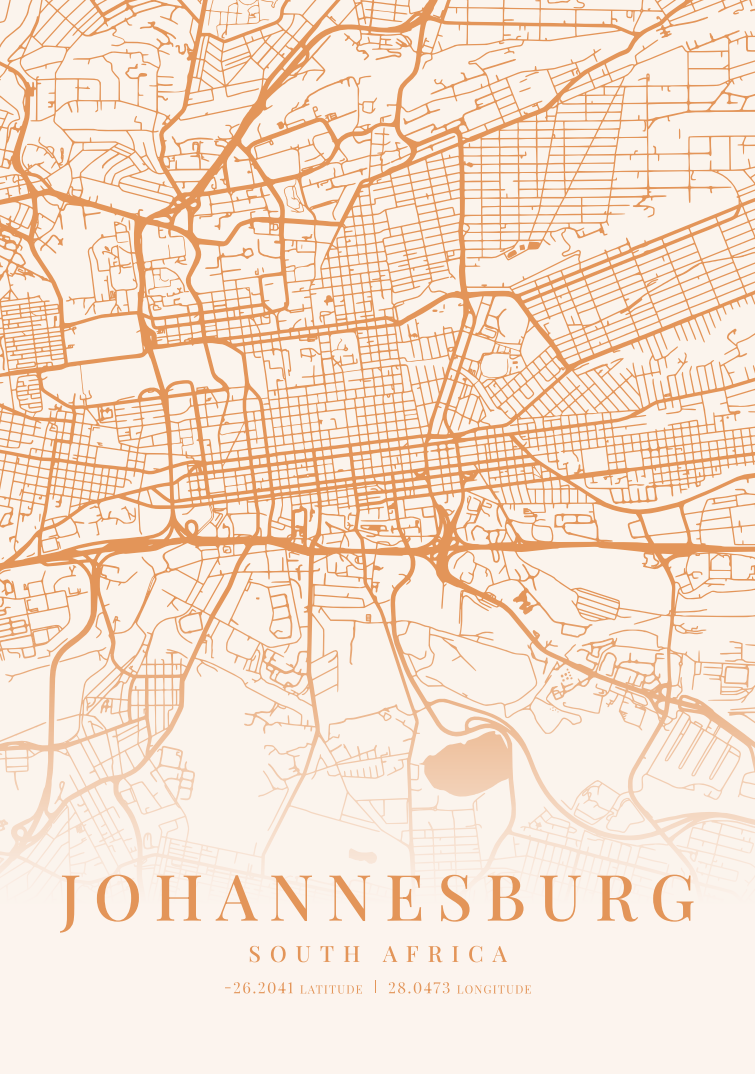 Johannesburg City Street Map - Design 05
