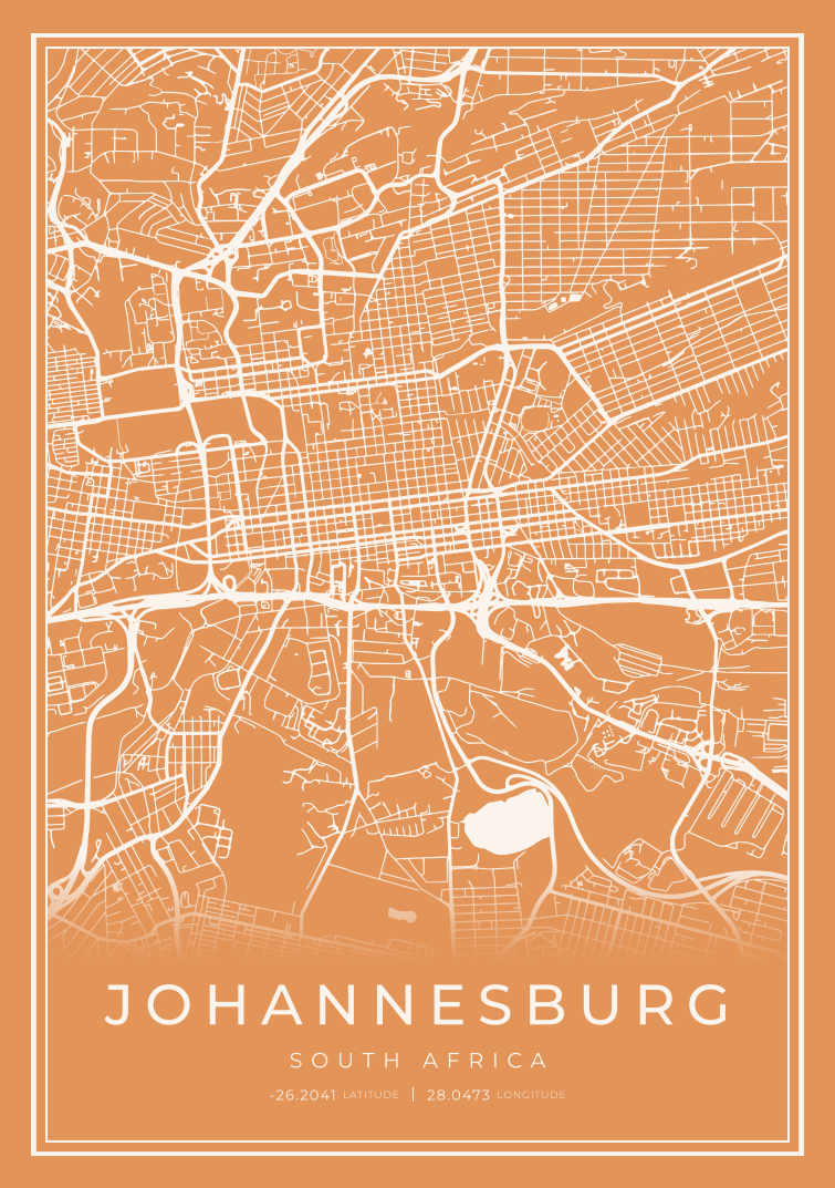 Johannesburg City Street Map - Design 00