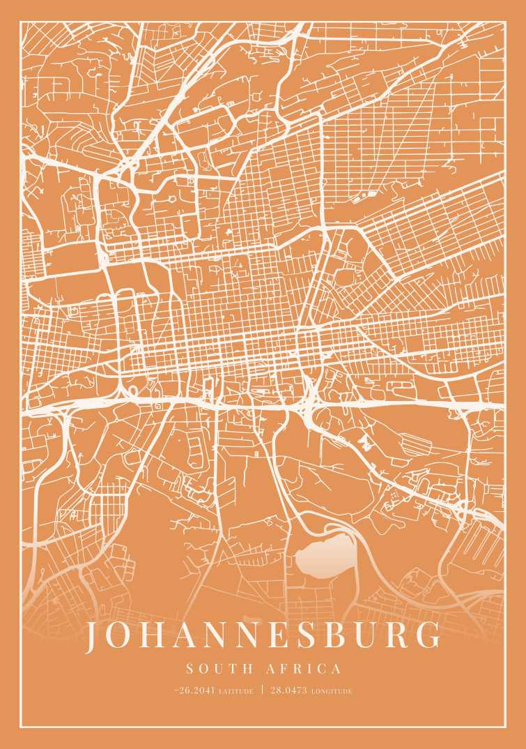 Johannesburg City Street Map - Design 01