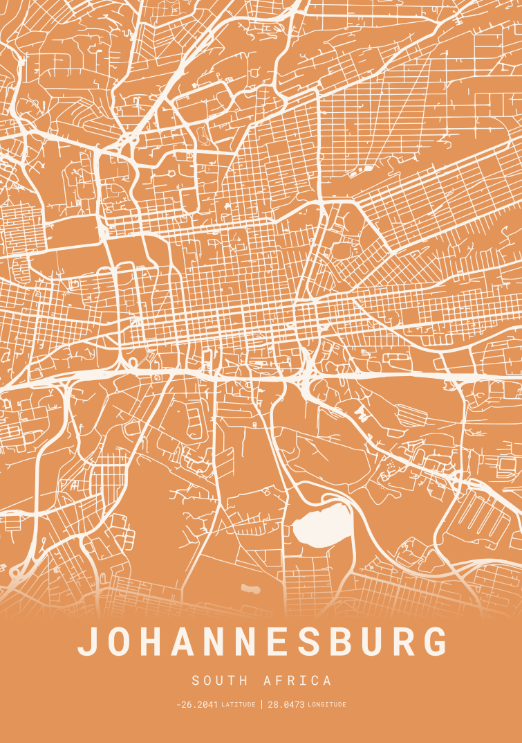 Johannesburg City Street Map - Design 04