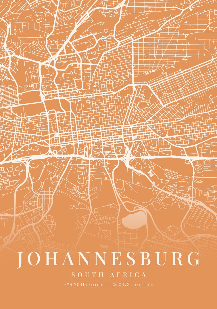 Johannesburg City Street Map - Design 05