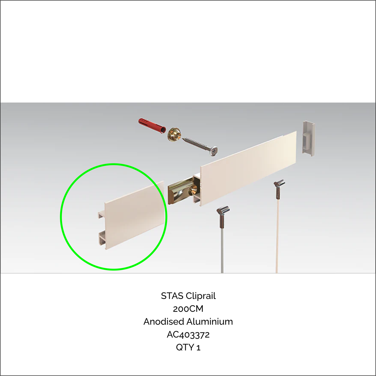 STAS Cliprail 200CM Aluminium - AC403372