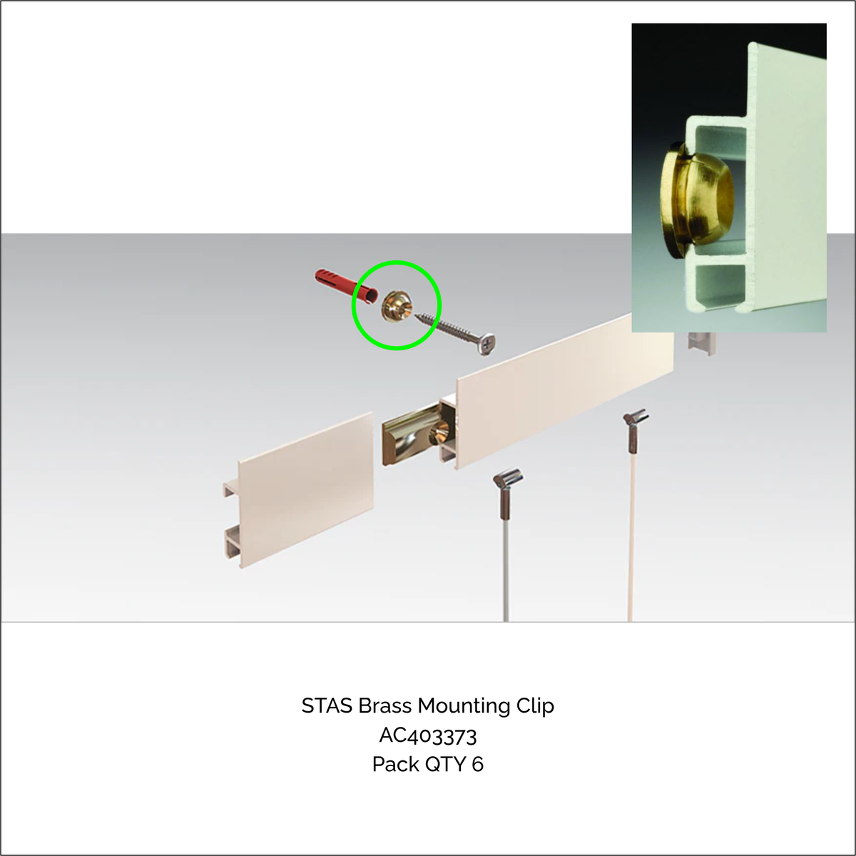 STAS Brass Mounting Clip - Pack of 6 - AC403373