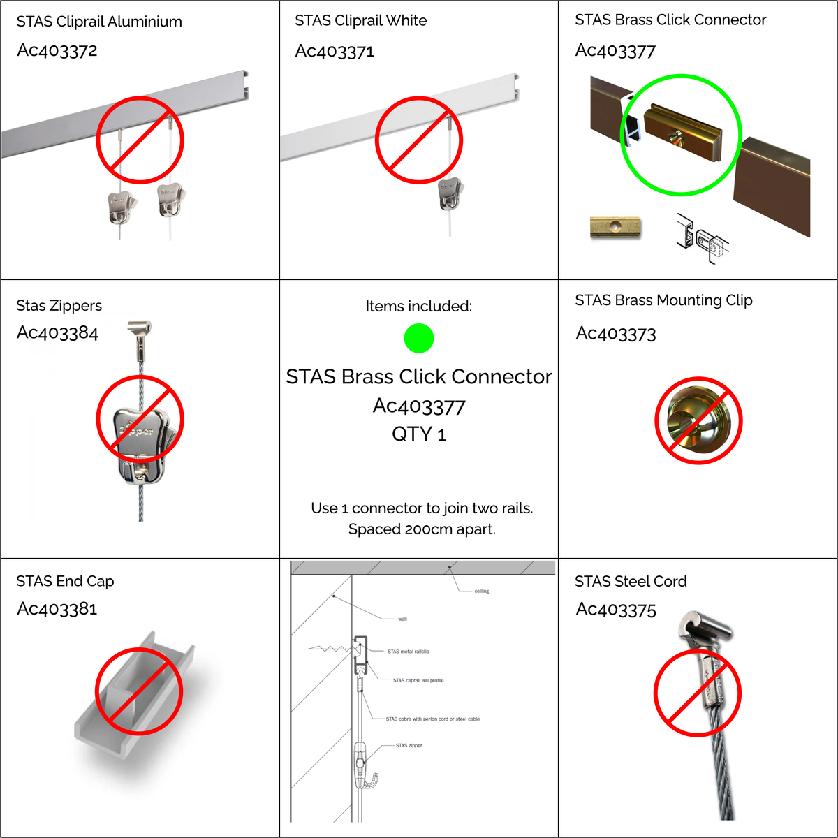 STAS Brass Click Connector - Pack of 1 - AC403377