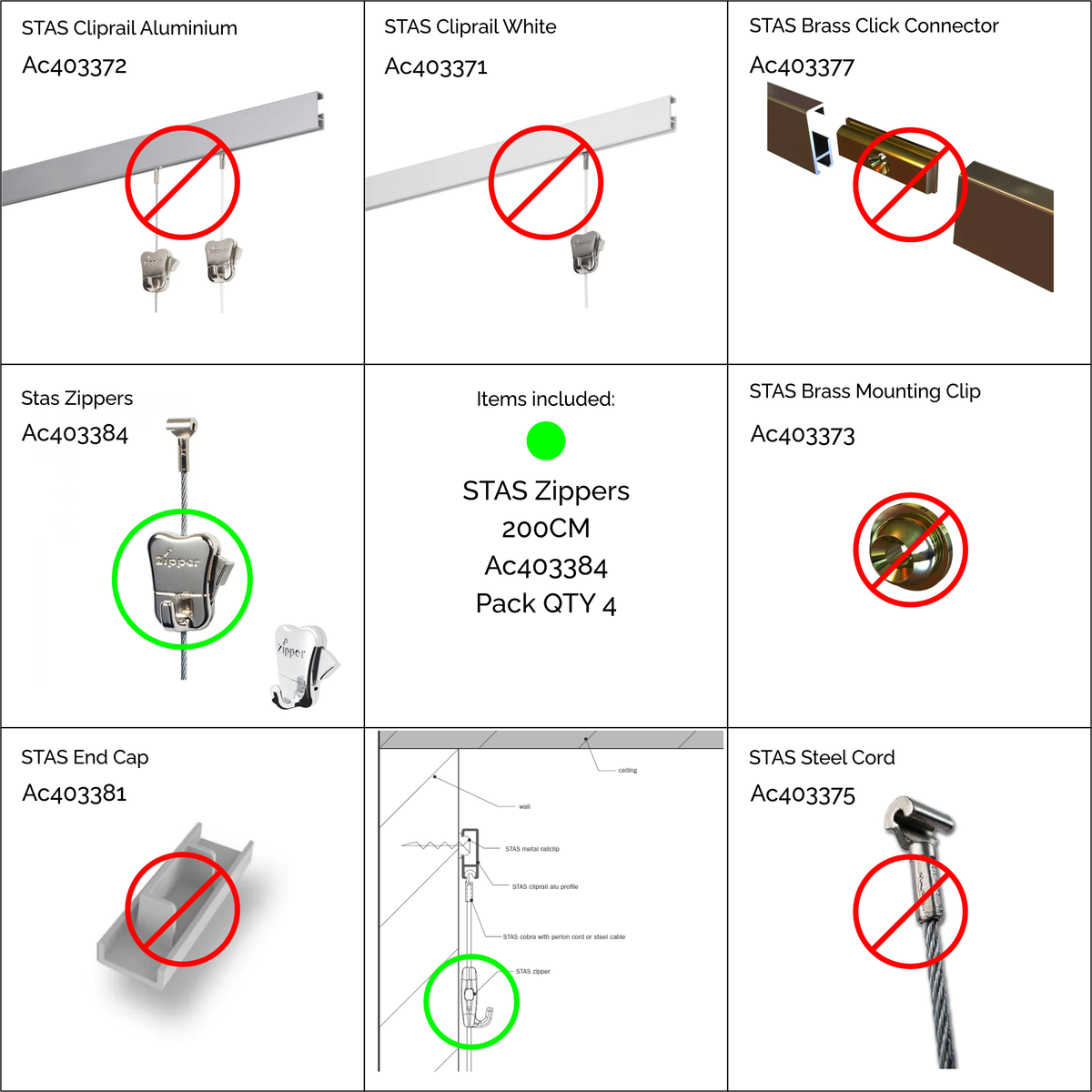 STAS Zippers - Pack of 4 - AC403384