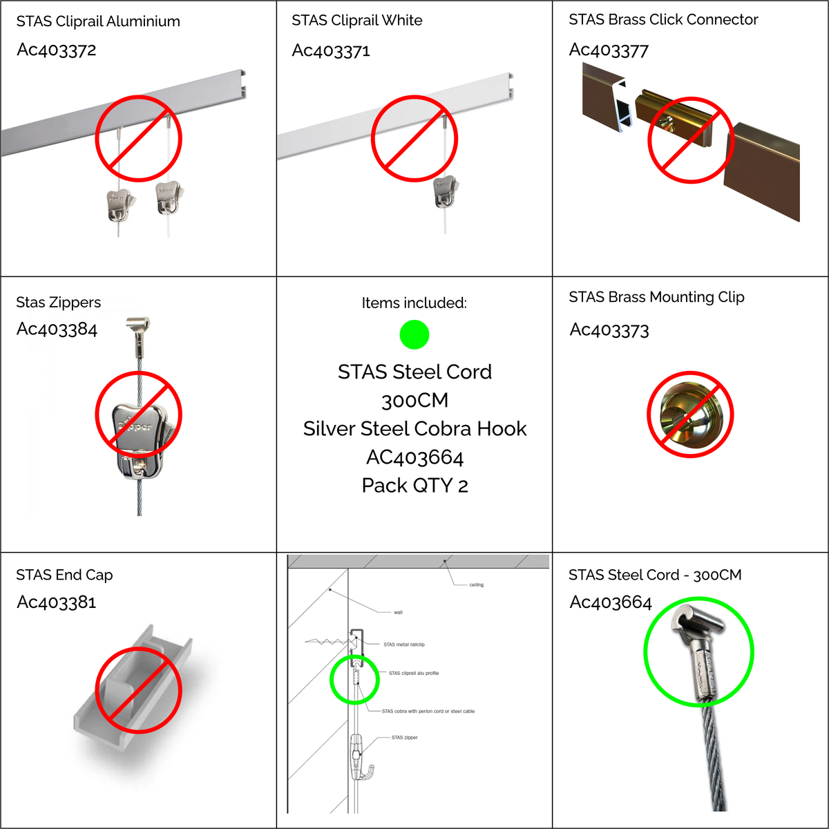 STAS Steel Cord - 300CM - 2/Pack - AC403664