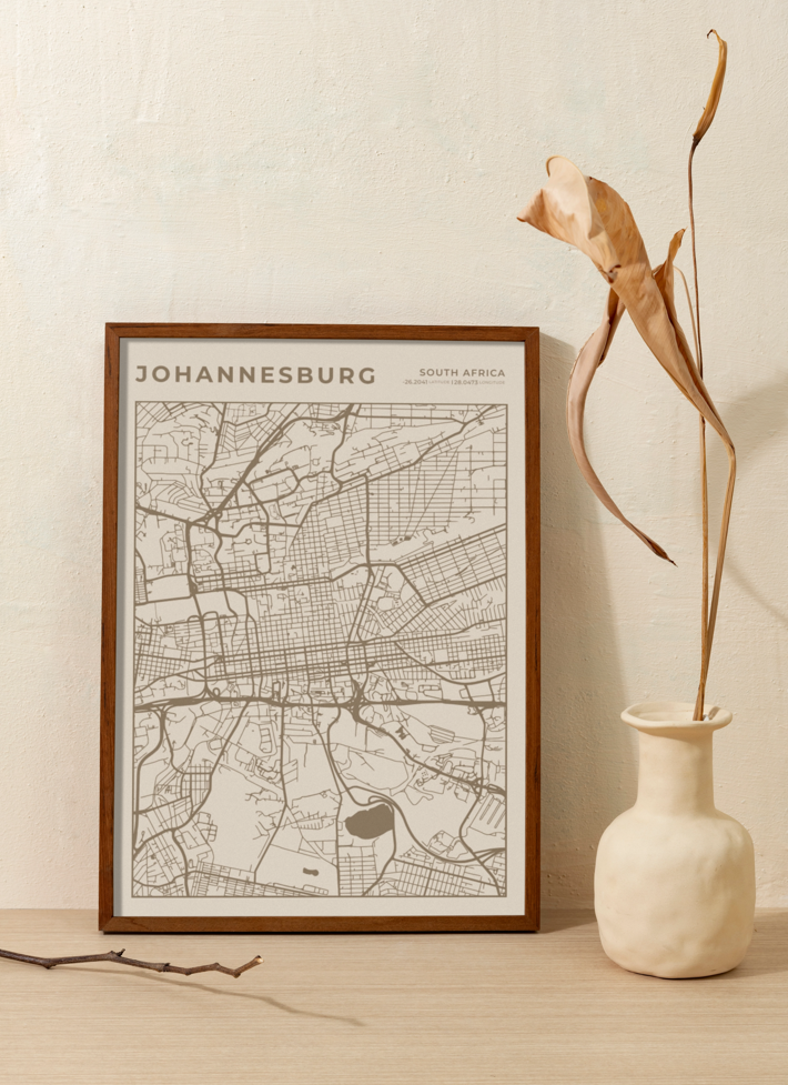 Johannesburg City Street Map - Design 02