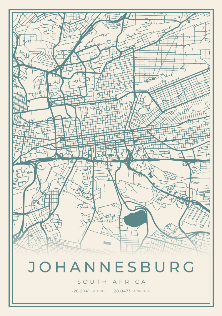 Johannesburg City Street Map - Design 00