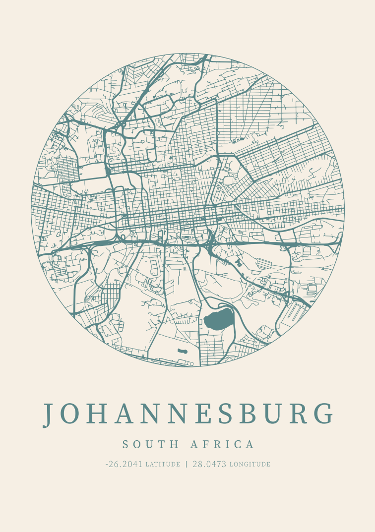 Johannesburg City Street Map - Design 03