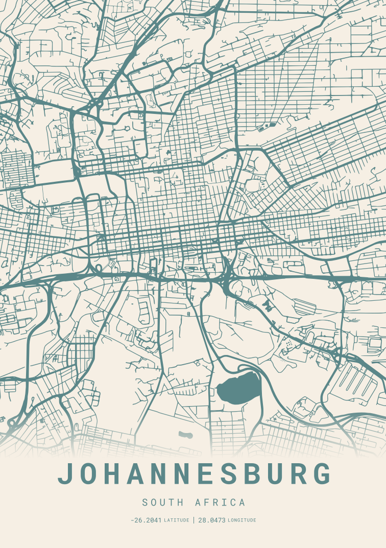 Johannesburg City Street Map - Design 04