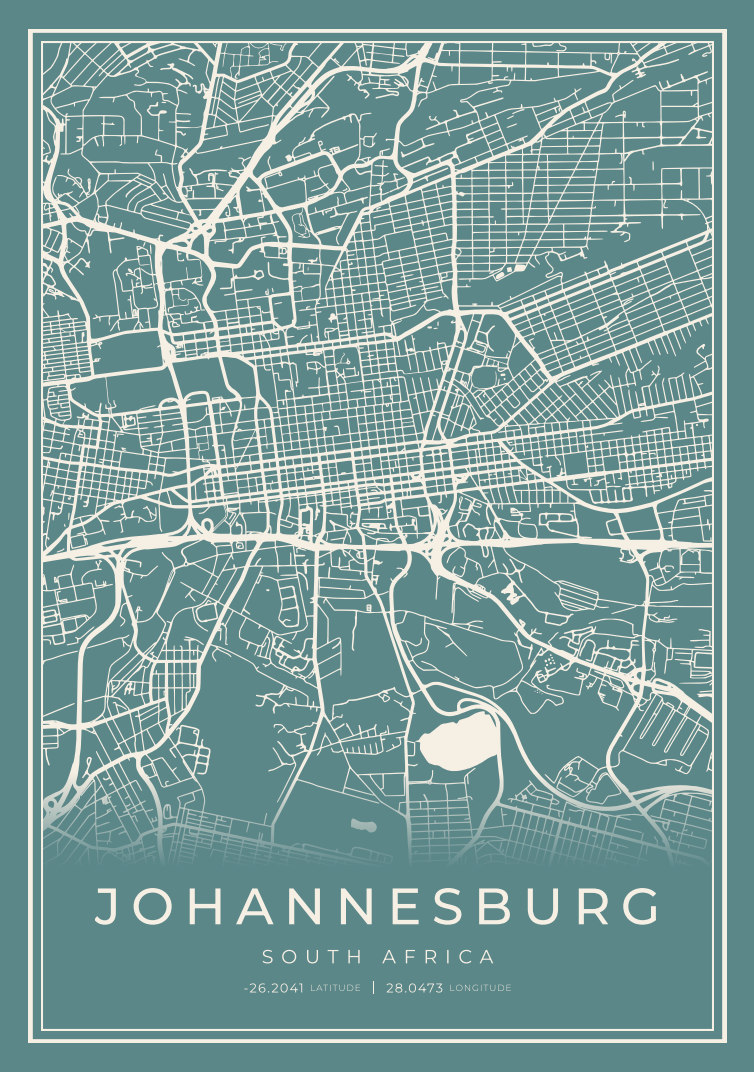 Johannesburg City Street Map - Design 00