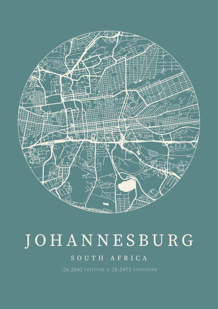 Johannesburg City Street Map - Design 03