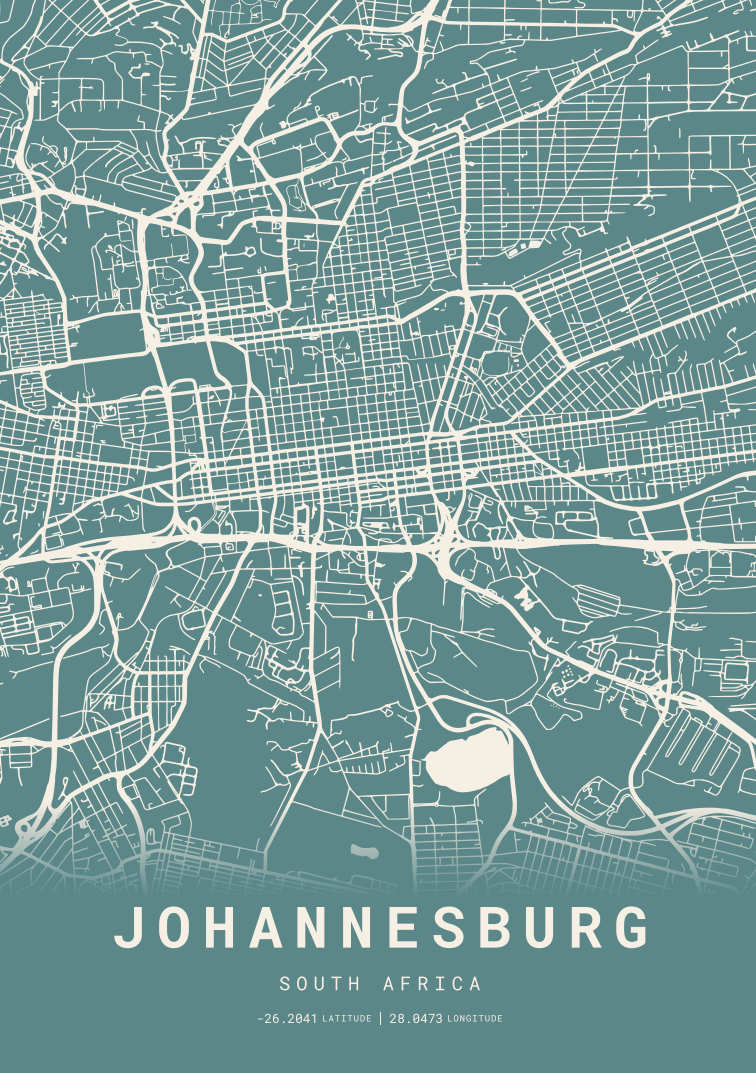 Johannesburg City Street Map - Design 04