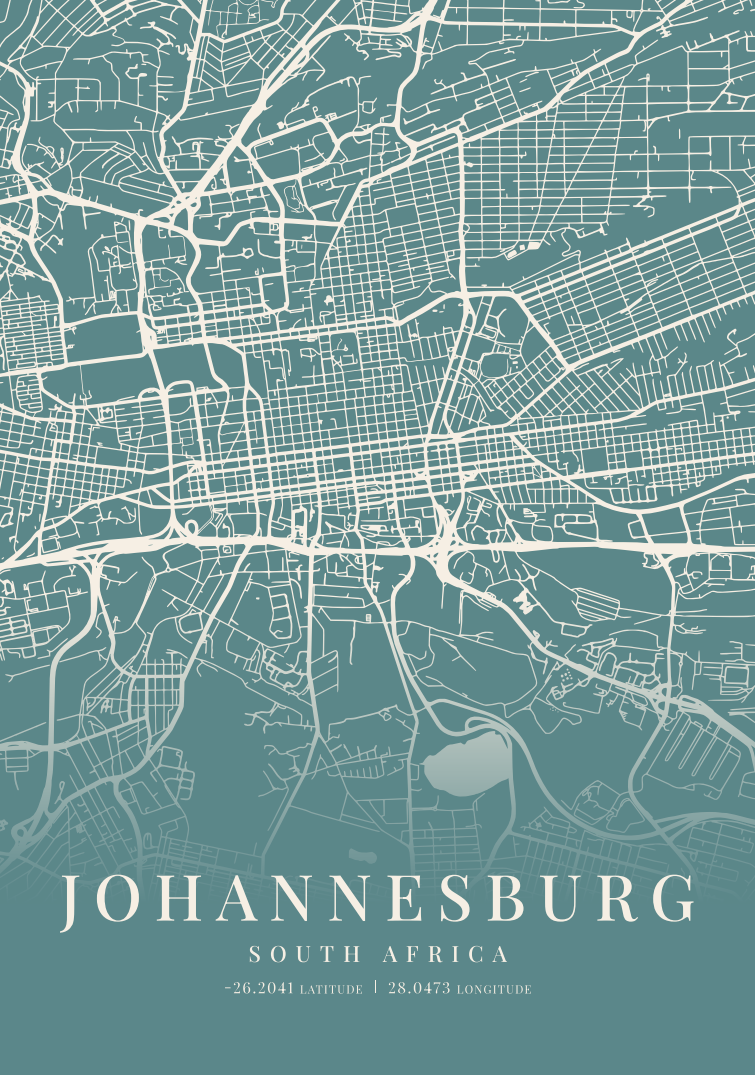 Johannesburg City Street Map - Design 05