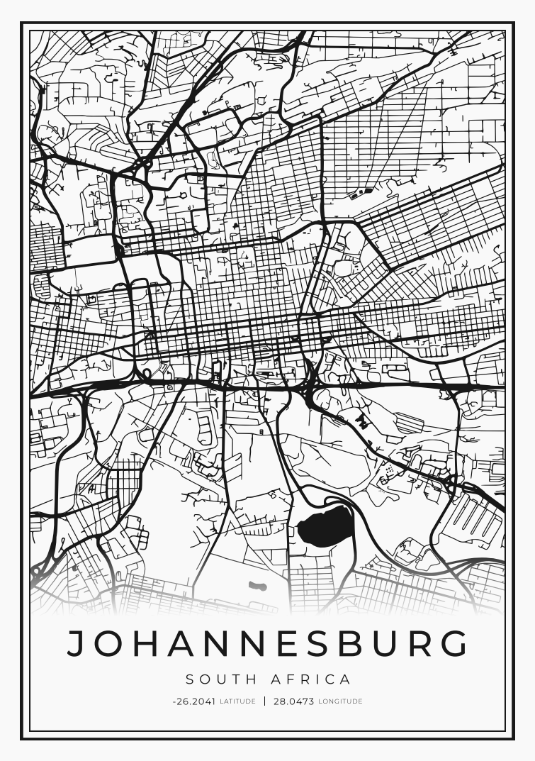 Johannesburg City Street Map - Design 00