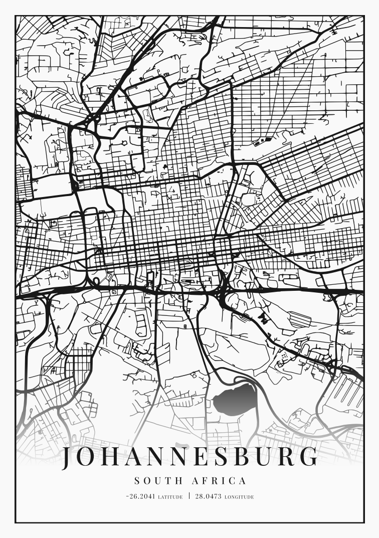 Johannesburg City Street Map - Design 01