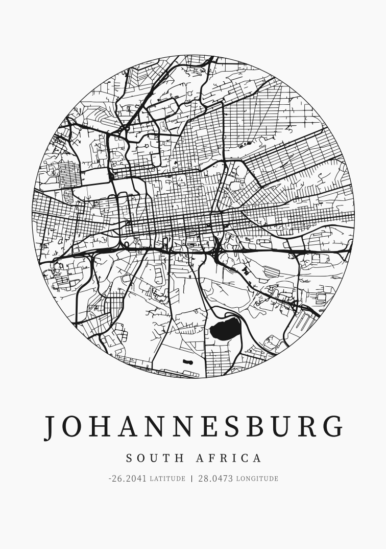 Johannesburg City Street Map - Design 03
